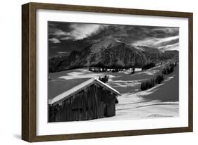 Monochrome Image of an Alpine Mountain Cabin in a Winter Landsca-Sabine Jacobs-Framed Photographic Print