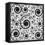 Monochrome Pattern of Curls-tottoro-Framed Stretched Canvas