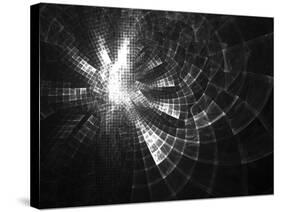 Monochrome Perspective Distorted Grid Fractal Design-R.T. Wohlstadter-Stretched Canvas