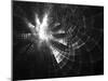 Monochrome Perspective Distorted Grid Fractal Design-R.T. Wohlstadter-Mounted Art Print