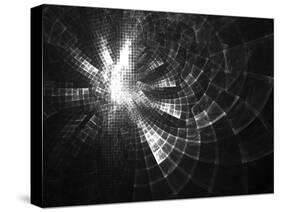 Monochrome Perspective Distorted Grid Fractal Design-R.T. Wohlstadter-Stretched Canvas