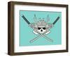 Monochrome Skull Illustration-riedjal-Framed Art Print