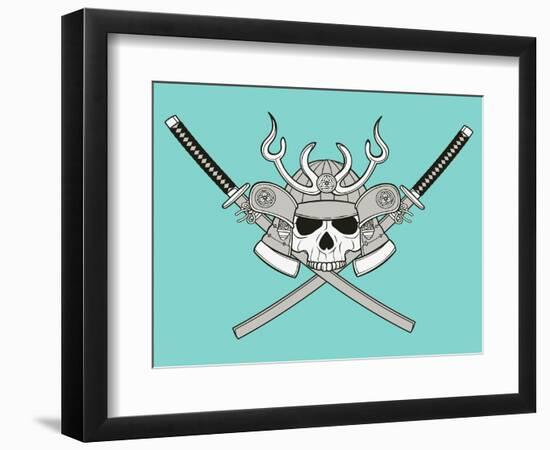 Monochrome Skull Illustration-riedjal-Framed Art Print