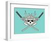 Monochrome Skull Illustration-riedjal-Framed Art Print