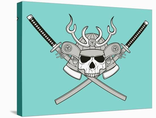 Monochrome Skull Illustration-riedjal-Stretched Canvas