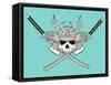 Monochrome Skull Illustration-riedjal-Framed Stretched Canvas