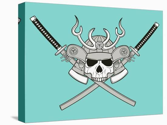 Monochrome Skull Illustration-riedjal-Stretched Canvas