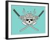 Monochrome Skull Illustration-riedjal-Framed Art Print