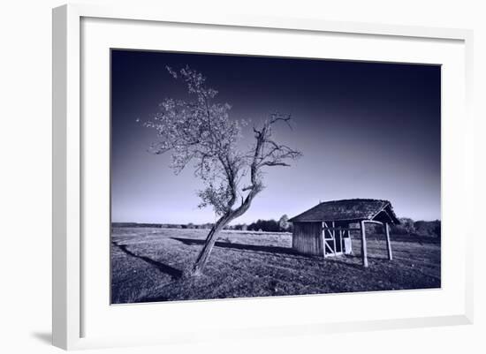 Monochrome Toned Image of Old Wooden Shelter-Xilius-Framed Photographic Print