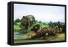 Monoclonius and Scolosaurus-null-Framed Stretched Canvas