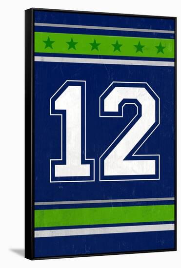 Monogram - Game Day - Blue and Green - 12-Lantern Press-Framed Stretched Canvas