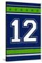 Monogram - Game Day - Blue and Green - 12-Lantern Press-Stretched Canvas