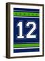 Monogram - Game Day - Blue and Green - 12-Lantern Press-Framed Art Print