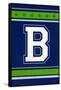 Monogram - Game Day - Blue and Green - B-Lantern Press-Framed Stretched Canvas