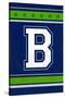 Monogram - Game Day - Blue and Green - B-Lantern Press-Stretched Canvas