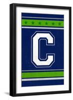 Monogram - Game Day - Blue and Green - C-Lantern Press-Framed Art Print