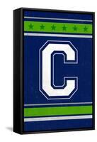 Monogram - Game Day - Blue and Green - C-Lantern Press-Framed Stretched Canvas