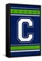 Monogram - Game Day - Blue and Green - C-Lantern Press-Framed Stretched Canvas