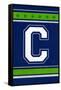 Monogram - Game Day - Blue and Green - C-Lantern Press-Framed Stretched Canvas