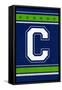 Monogram - Game Day - Blue and Green - C-Lantern Press-Framed Stretched Canvas