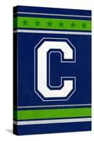 Monogram - Game Day - Blue and Green - C-Lantern Press-Stretched Canvas