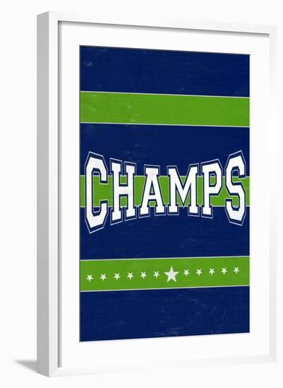 Monogram - Game Day - Blue and Green - Champs-Lantern Press-Framed Art Print