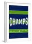 Monogram - Game Day - Blue and Green - Champs-Lantern Press-Framed Art Print