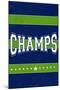 Monogram - Game Day - Blue and Green - Champs-Lantern Press-Mounted Art Print