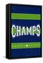 Monogram - Game Day - Blue and Green - Champs-Lantern Press-Framed Stretched Canvas