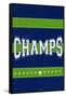 Monogram - Game Day - Blue and Green - Champs-Lantern Press-Framed Stretched Canvas