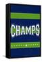 Monogram - Game Day - Blue and Green - Champs-Lantern Press-Framed Stretched Canvas