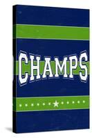 Monogram - Game Day - Blue and Green - Champs-Lantern Press-Stretched Canvas