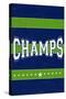 Monogram - Game Day - Blue and Green - Champs-Lantern Press-Stretched Canvas