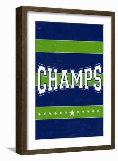 Monogram - Game Day - Blue and Green - Champs-Lantern Press-Framed Art Print