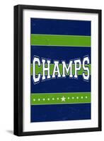 Monogram - Game Day - Blue and Green - Champs-Lantern Press-Framed Art Print