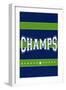 Monogram - Game Day - Blue and Green - Champs-Lantern Press-Framed Art Print