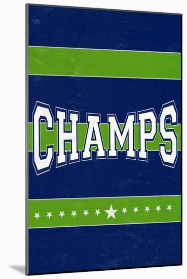 Monogram - Game Day - Blue and Green - Champs-Lantern Press-Mounted Art Print