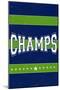 Monogram - Game Day - Blue and Green - Champs-Lantern Press-Mounted Art Print