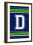 Monogram - Game Day - Blue and Green - D-Lantern Press-Framed Art Print