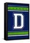 Monogram - Game Day - Blue and Green - D-Lantern Press-Framed Stretched Canvas