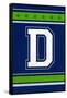 Monogram - Game Day - Blue and Green - D-Lantern Press-Framed Stretched Canvas