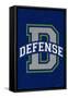 Monogram - Game Day - Blue and Green - Defense-Lantern Press-Framed Stretched Canvas