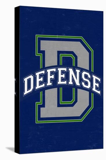 Monogram - Game Day - Blue and Green - Defense-Lantern Press-Stretched Canvas