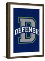 Monogram - Game Day - Blue and Green - Defense-Lantern Press-Framed Art Print