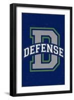 Monogram - Game Day - Blue and Green - Defense-Lantern Press-Framed Art Print