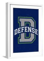 Monogram - Game Day - Blue and Green - Defense-Lantern Press-Framed Art Print