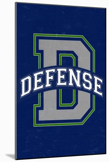 Monogram - Game Day - Blue and Green - Defense-Lantern Press-Mounted Art Print