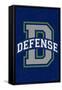 Monogram - Game Day - Blue and Green - Defense-Lantern Press-Framed Stretched Canvas