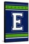 Monogram - Game Day - Blue and Green - E-Lantern Press-Framed Stretched Canvas