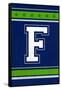 Monogram - Game Day - Blue and Green - F-Lantern Press-Framed Stretched Canvas